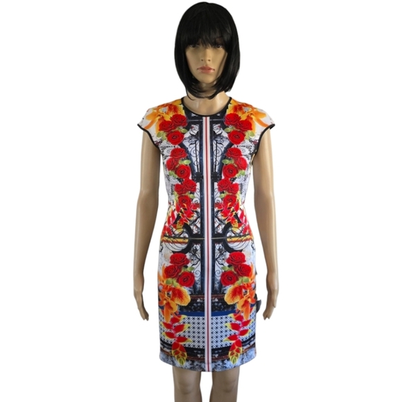 Clover Canyon White & Red Sheath Mini Dress, Bodycon Dress, Size S - Picture 1 of 15